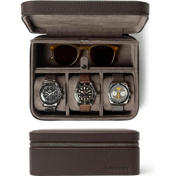 TAWBURY Leather Watch Travel Case with Storage