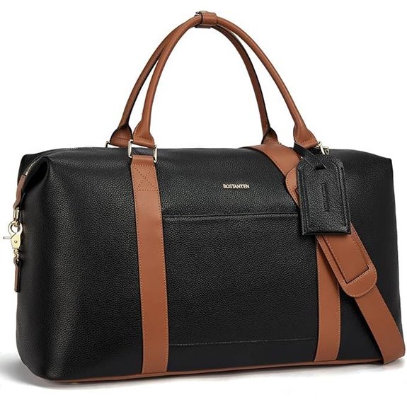 BOSTANTEN Leather Weekender Duffle Bag with Trolley