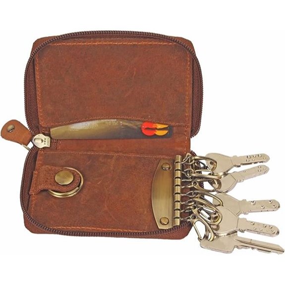 Rustic Town Leather Key Organizer with Zipper