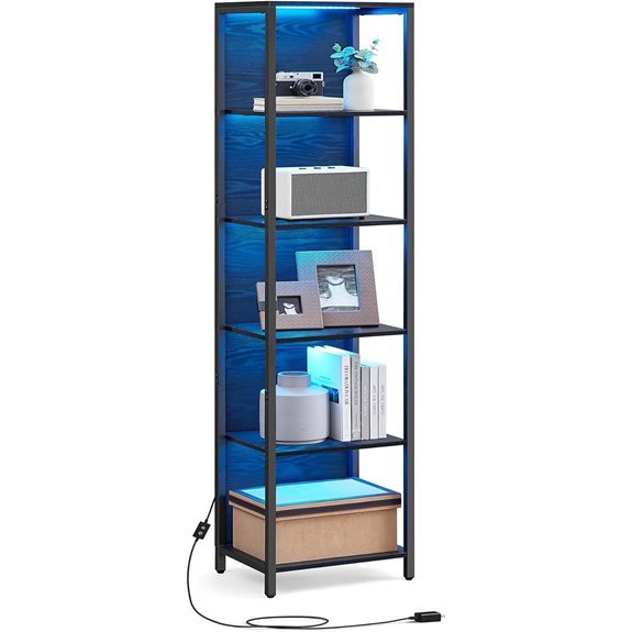 VASAGLE 6-Tier LED Bookshelf with Dimmable Lights