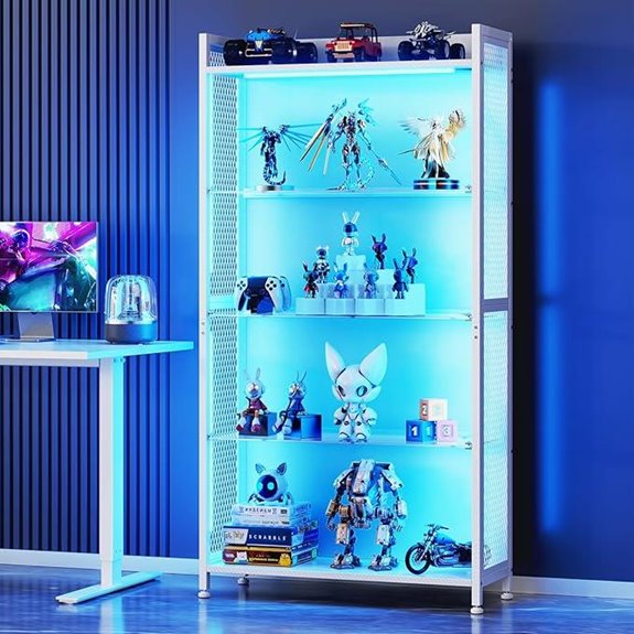 led glass shelf cabinet