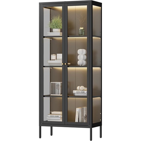 Glass Display Cabinet with LED Lights and Glass Doors