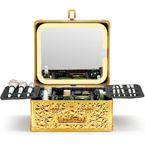 Qislee Makeup Case with Lighted Mirror and Dividers