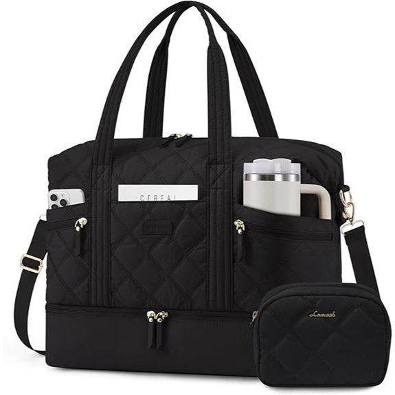 LOVEVOOK 56L Lightweight Travel Duffle Bag with Shoe Compartment