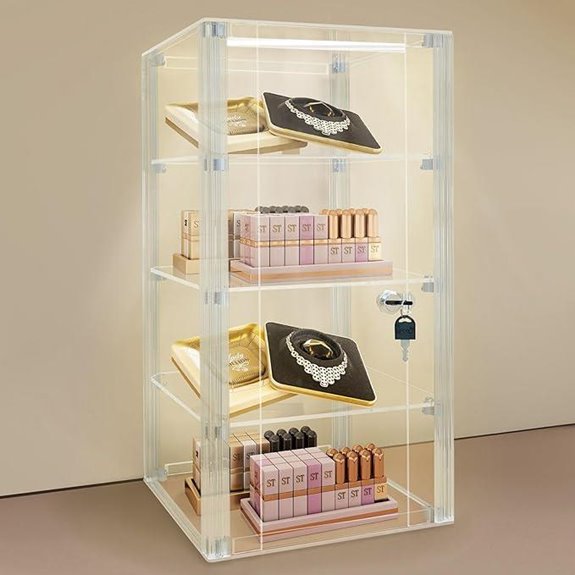 NONEMEY Lockable Acrylic Display Case 4-Tier Dustproof Organizer
