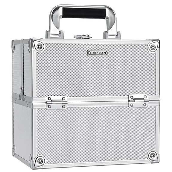 FRENESSA Makeup Organizer Case with Lock and Trays