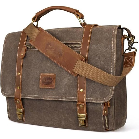 Manificent 15.6 Leather Messenger Laptop Bag