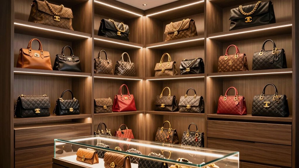 luxury handbag display lighting