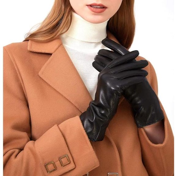 ZLUXURQ Italian Leather Women's Cold Weather Gloves