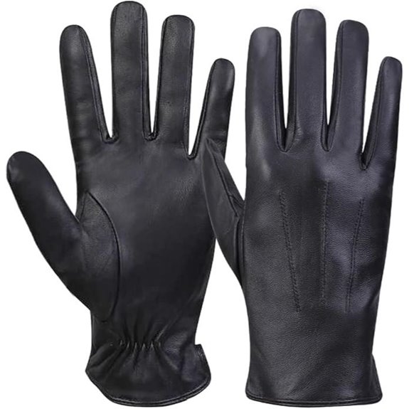 MGGMOKAY Mens Luxury Nappa Lambskin Leather Gloves Cashmere Lining