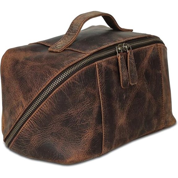KomalC Luxury Leather Men’s Travel Toiletry Bag