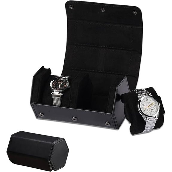 Luxury Leather Travel Watch Roll (Holds 2)