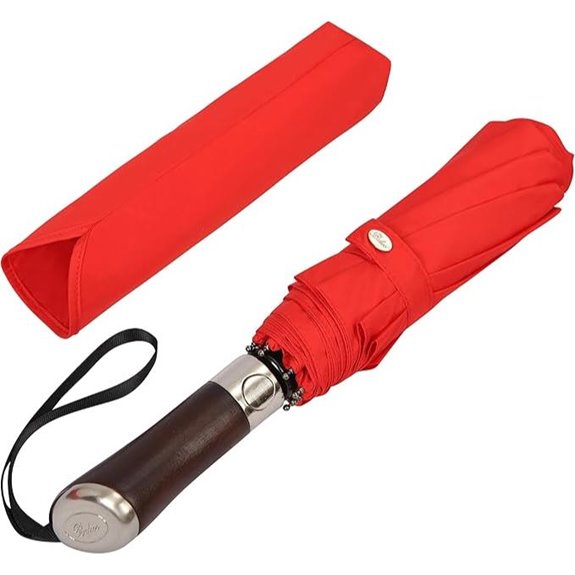 Balios Luxury Travel Umbrella with Wooden Handle