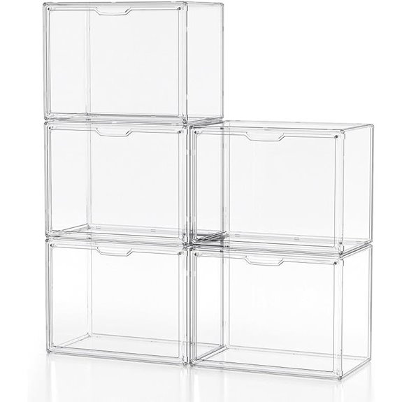 Clear Plastic Storage Bins with Magnetic Door (5 Pack)