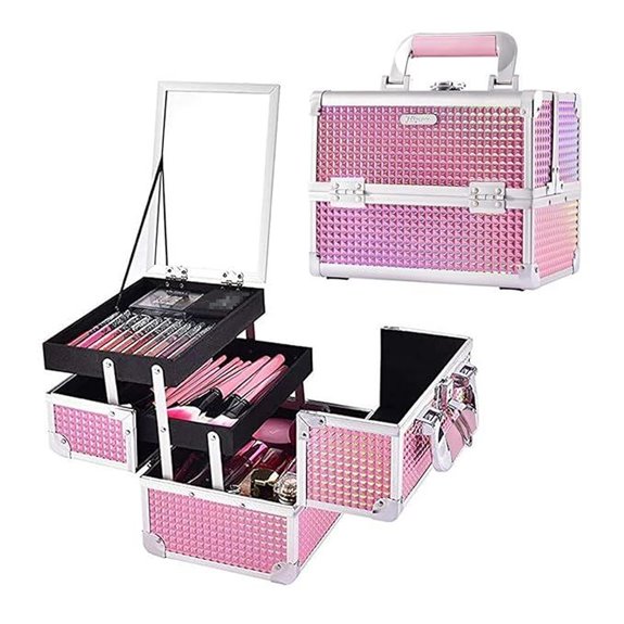 Joligrace Makeup Train Case with Mirror and Lock