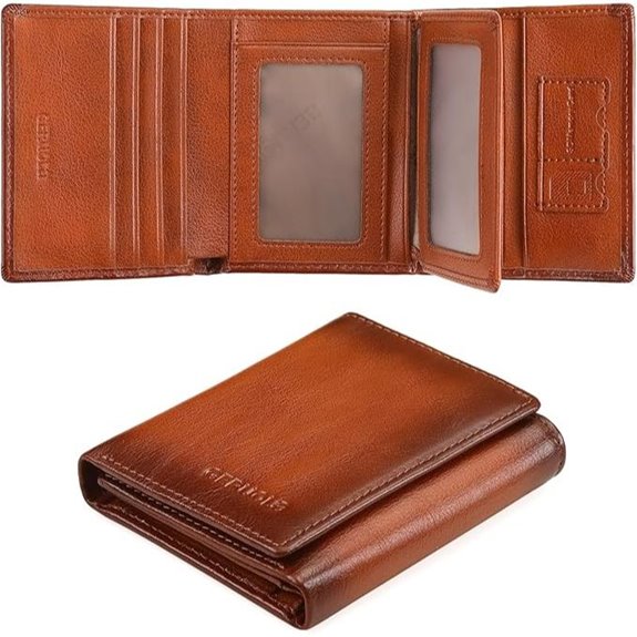 Men's Leather Trifold Wallet with RFID Blocking