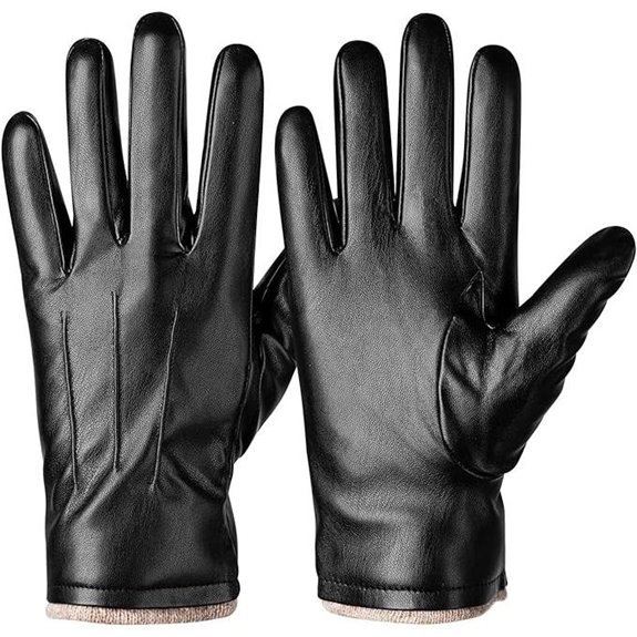 Alepo Men's Winter PU Leather Touchscreen Gloves