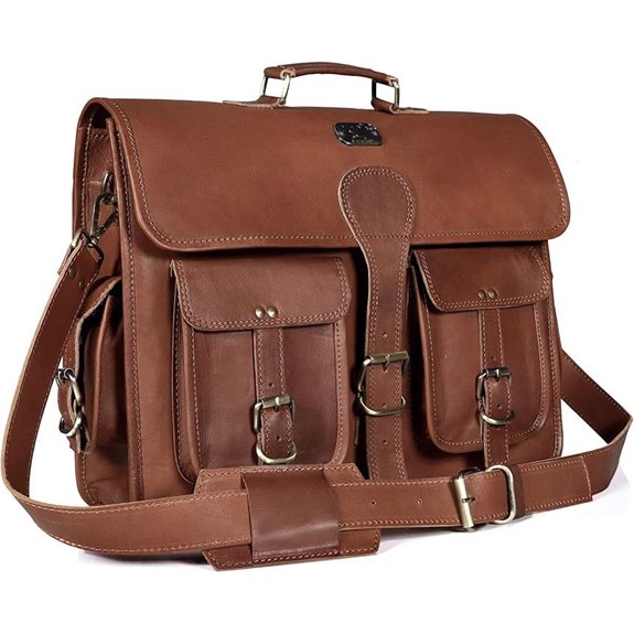 18-Inch Leather Laptop Briefcase for Men