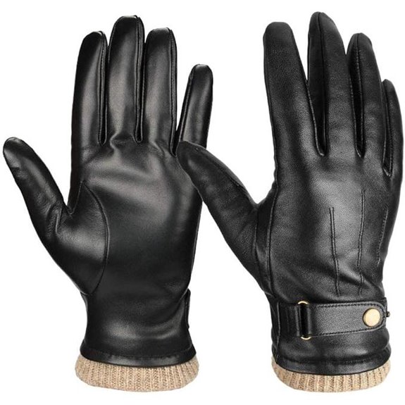 OZERO Men's Leather Winter Touchscreen Gloves