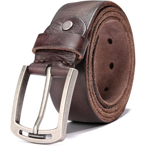 KEECOW Men's Italian Cow Leather Belt with Buckle