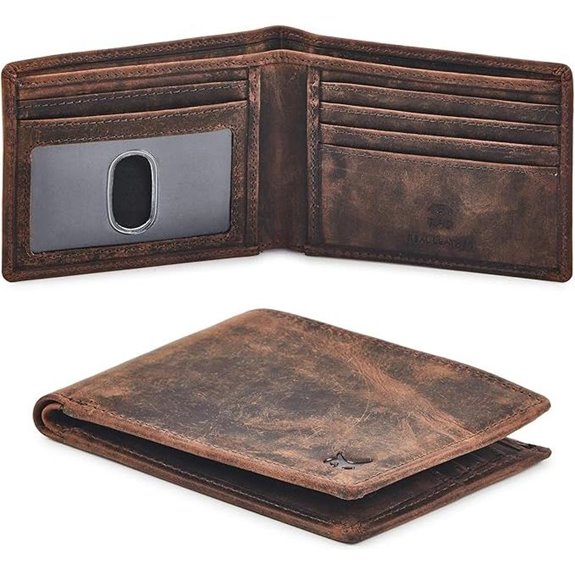 Leather Men's RFID Bifold Wallet with ID Window