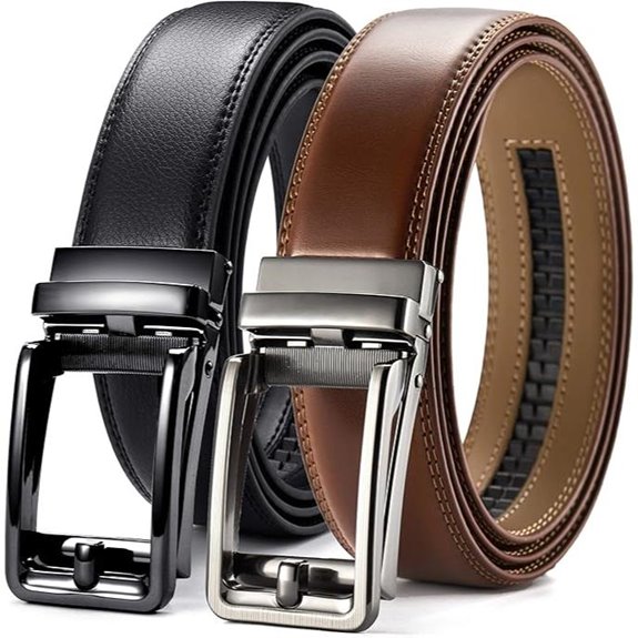 CHAOREN Men’s Ratchet Leather Belts 2-Pack