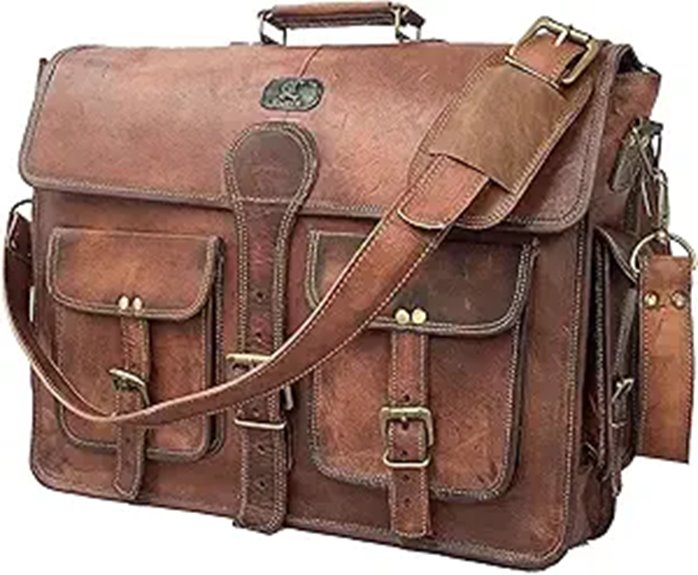 Leather Messenger Bag for Men 18-Inch Laptop Crossbody