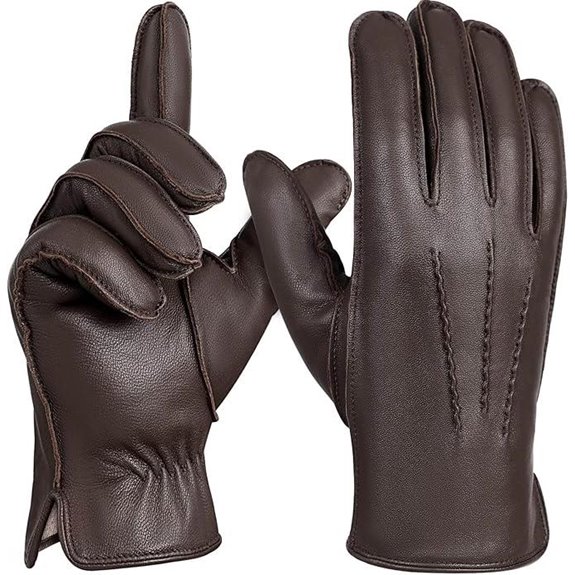 FIORETTO Men’s Leather Touchscreen Winter Gloves