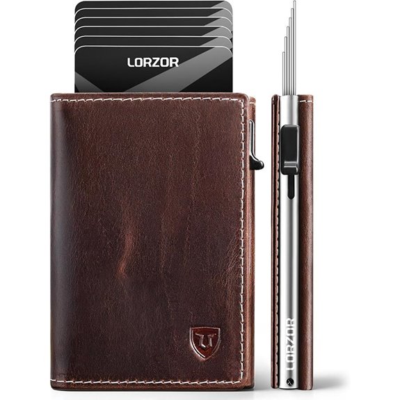 LORZOR Men's RFID Leather Trifold Wallet with Card Holder