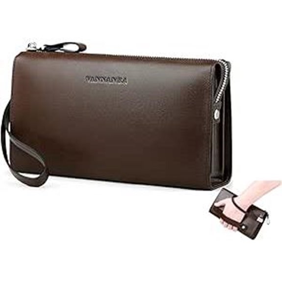 VANNANBA Men's Leather Zip Around Travel Wallet