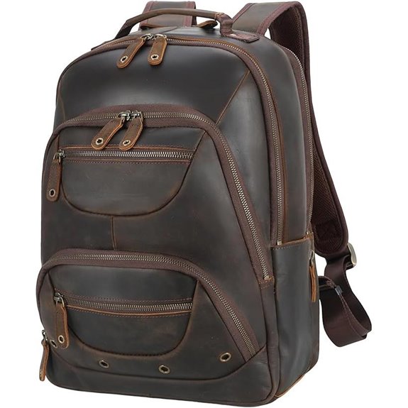 TIDING Men's Leather Laptop Backpack Casual & Travel