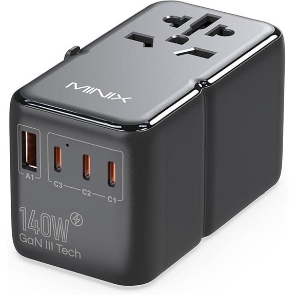 MINIX 140W GaN Travel Adapter with USB Ports