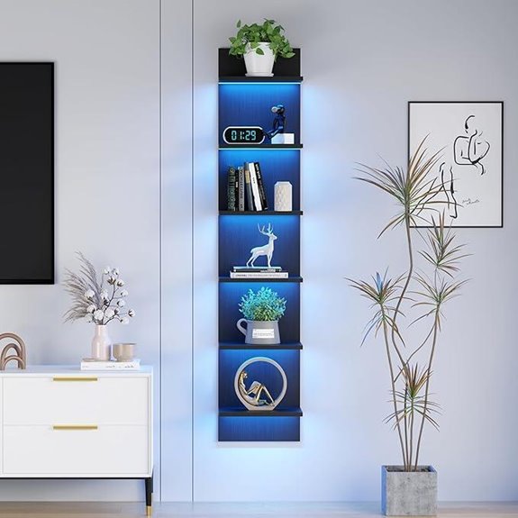 6-Tier Wall Shelf with LED Light Organizer