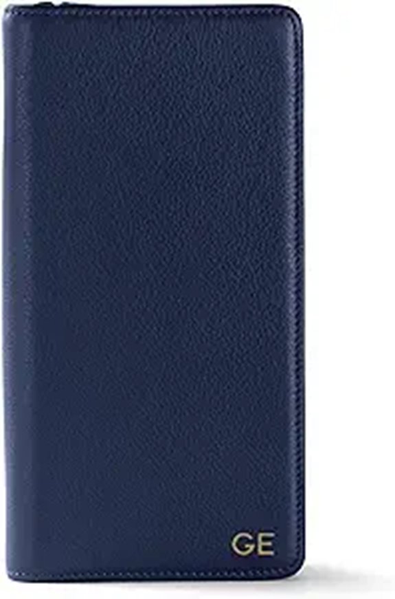 Leatherology Navy Leather Zip Travel Wallet with RFID