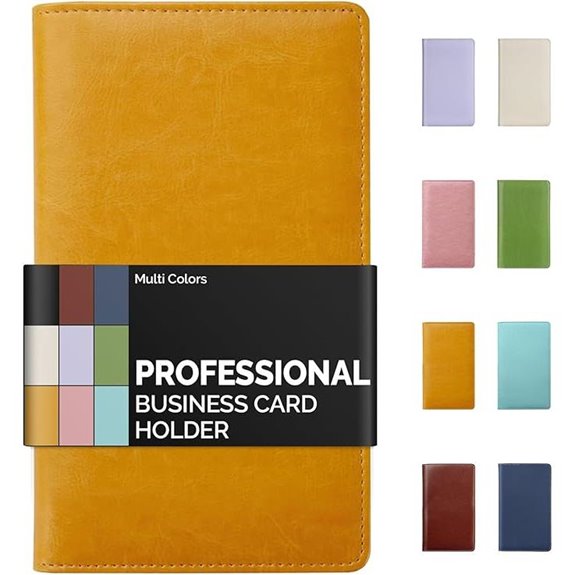 Sooez Leather Business Card Holder 240 Capacity Orange