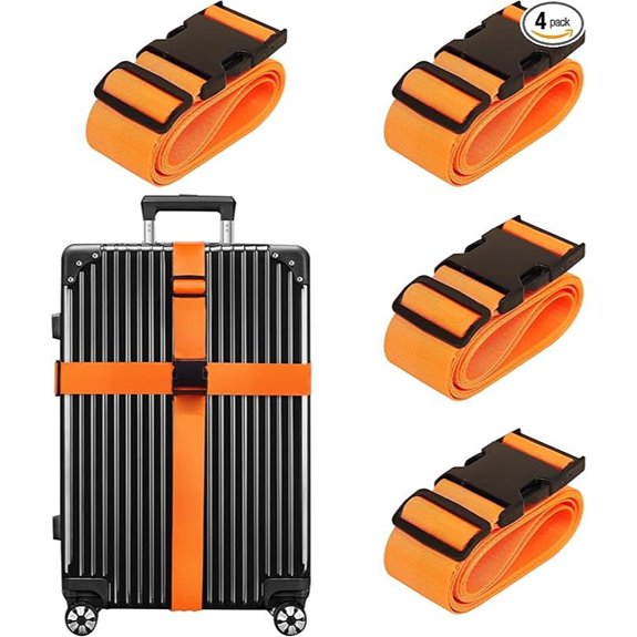 Chelmon TSA-Approved Luggage Straps (4 Pack Orange)