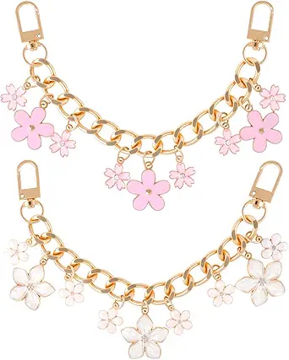Pink Flower Bag Charm Chain (2 Pack)