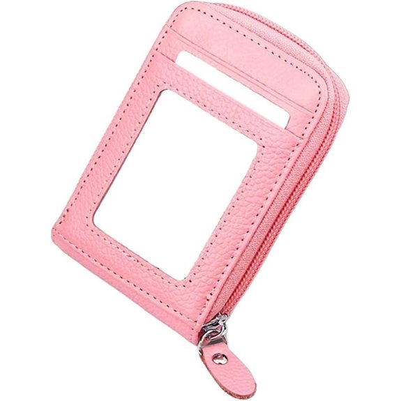 RFID Blocking Leather Credit Card Wallet (Pink)