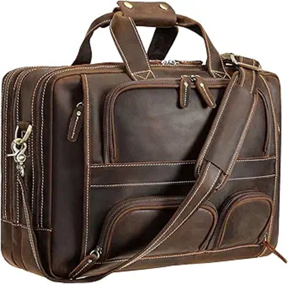 Polare Full Grain Leather 17 Laptop Briefcase