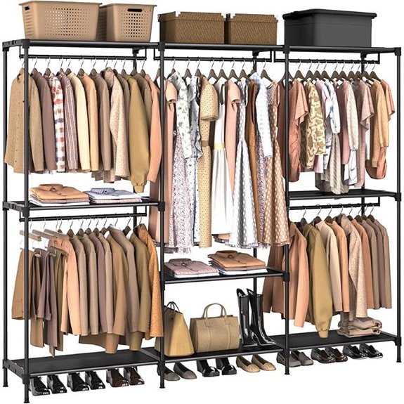Portable 80.7-Inch Wardrobe Closet with Shelves and Rods