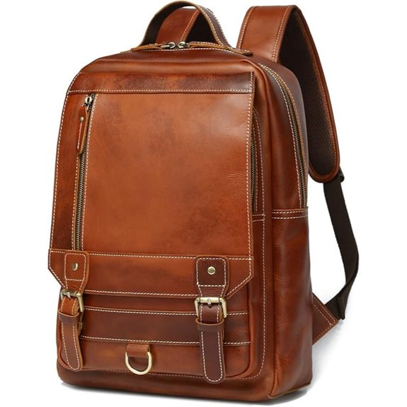 LANNSYNE Genuine Leather Laptop Backpack for Men