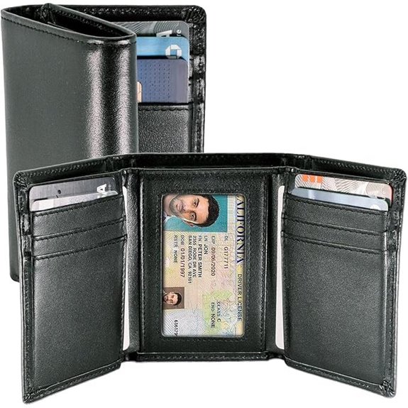 Top Grain Leather Trifold Wallet for Men