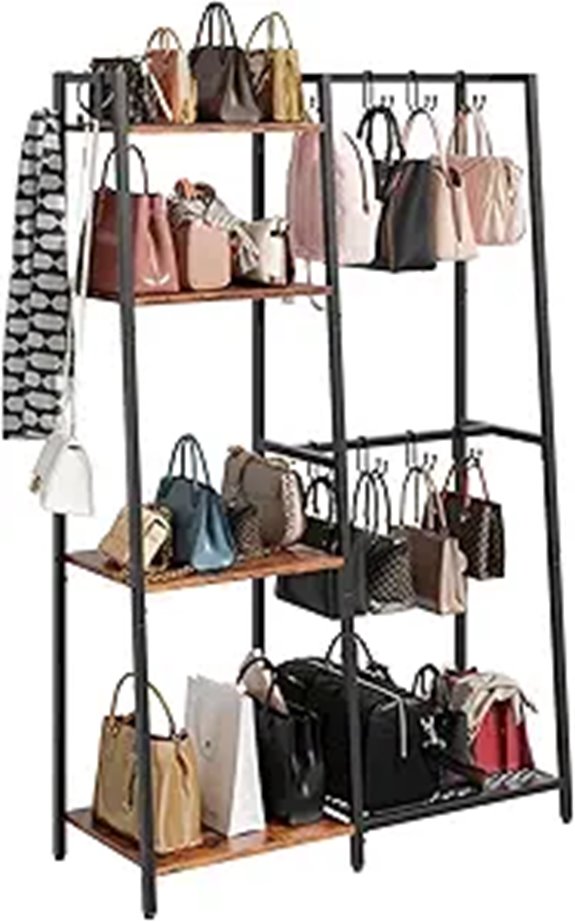 Purse Organizer Rack with Hooks for Closet Storage