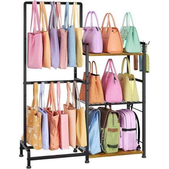 Purse Organizer with Hooks and Display Shelf