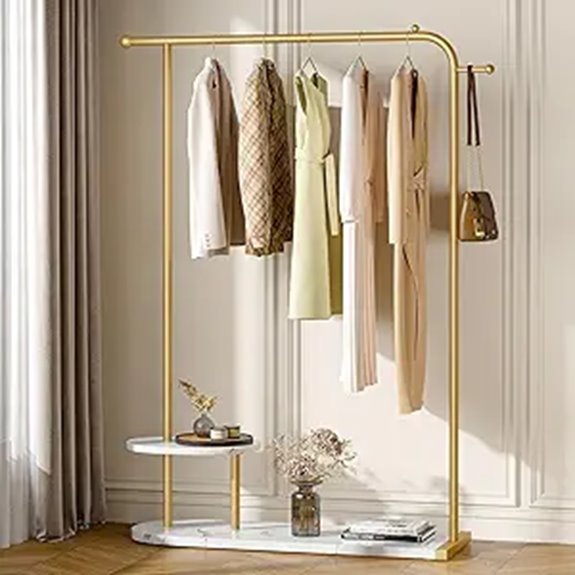 Raybee 67.3 Gold Clothing Rack with 2 Tiers