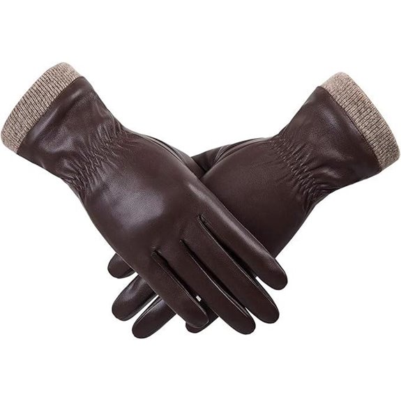 REDESS Women's Leather Gloves with Wool Fleece Lining