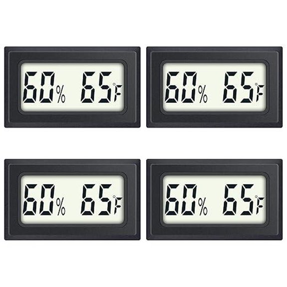 Reptile Thermometer 4-Pack for Humidors and Greenhouses