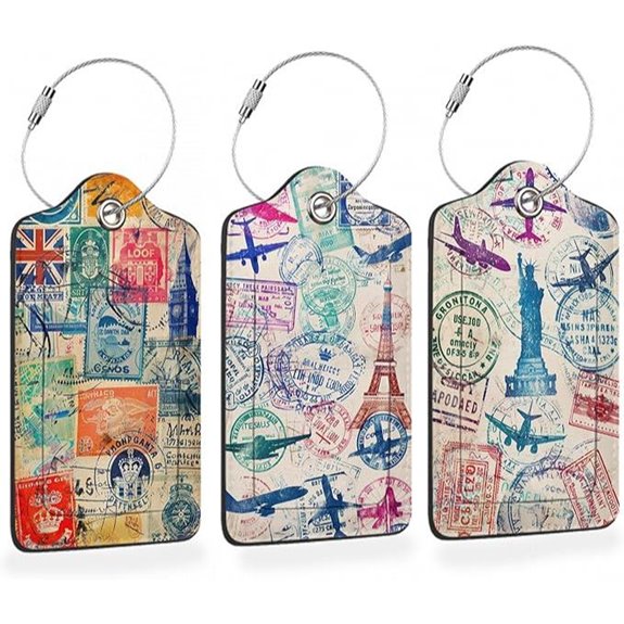 Retro Wanderlust Luggage Tags with Privacy Flap (3-Pack)