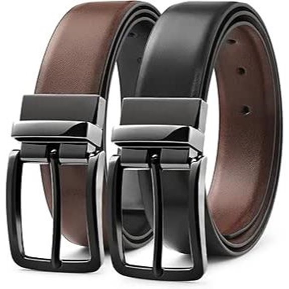 MILORDE Reversible Leather Belt for Men