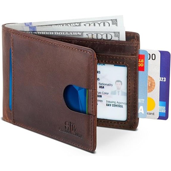 SERMAN RFID Blocking Slim Leather Bifold Wallet for Men